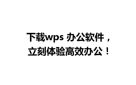 下载wps 办公软件，立刻体验高效办公！