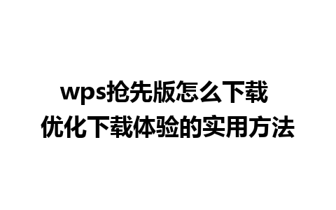 wps抢先版怎么下载 优化下载体验的实用方法