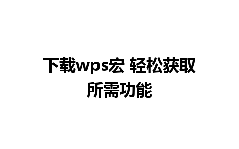 下载wps宏 轻松获取所需功能