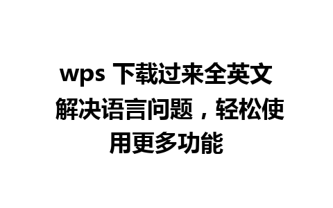 wps 下载过来全英文 解决语言问题，轻松使用更多功能