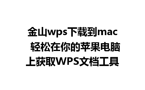 金山wps下载到mac  轻松在你的苹果电脑上获取WPS文档工具