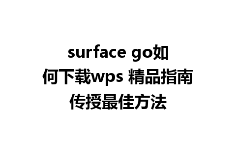 surface go如何下载wps 精品指南传授最佳方法