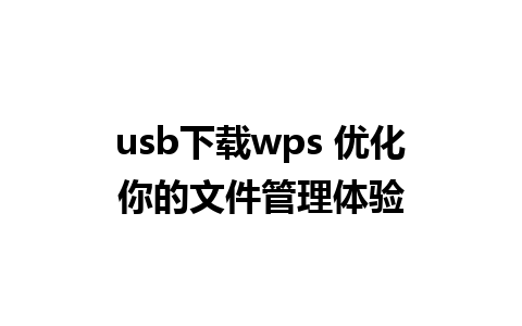 usb下载wps 优化你的文件管理体验