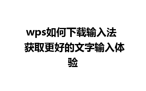 wps如何下载输入法  获取更好的文字输入体验