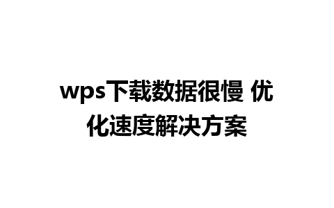 wps下载数据很慢 优化速度解决方案