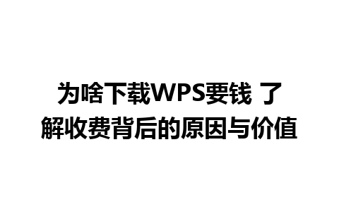 为啥下载WPS要钱 了解收费背后的原因与价值