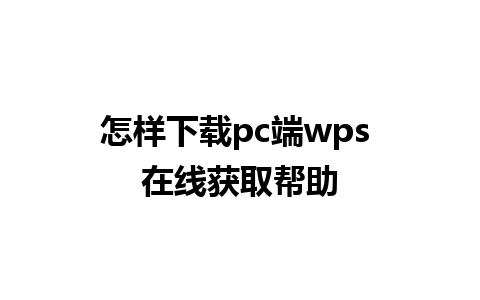 怎样下载pc端wps 在线获取帮助