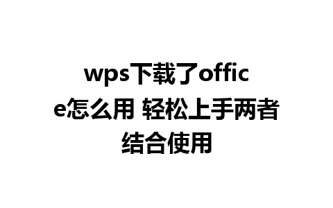 wps下载了office怎么用 轻松上手两者结合使用