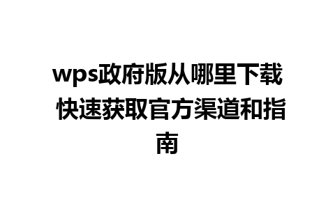 wps政府版从哪里下载 快速获取官方渠道和指南