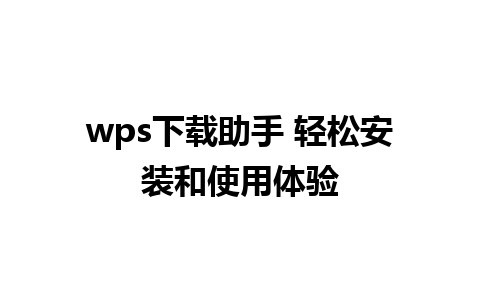 wps下载助手 轻松安装和使用体验