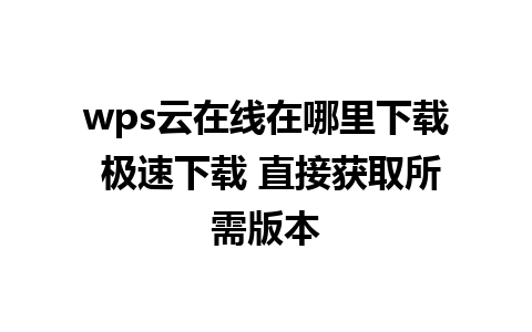 wps云在线在哪里下载 极速下载 直接获取所需版本