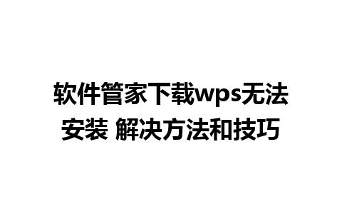 软件管家下载wps无法安装 解决方法和技巧