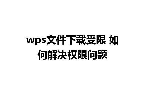 wps文件下载受限 如何解决权限问题