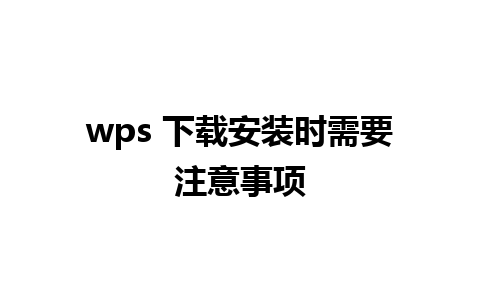 wps 下载安装时需要注意事项