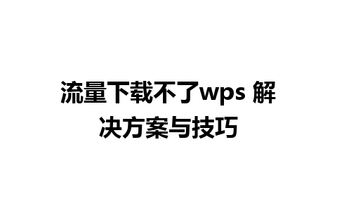 流量下载不了wps 解决方案与技巧