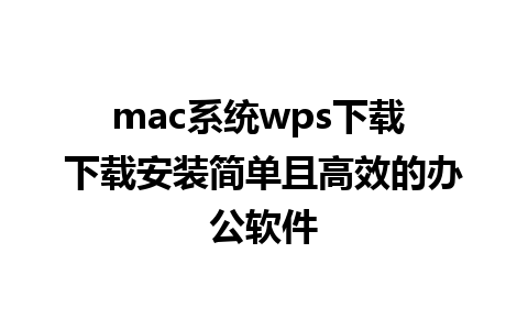 mac系统wps下载 下载安装简单且高效的办公软件