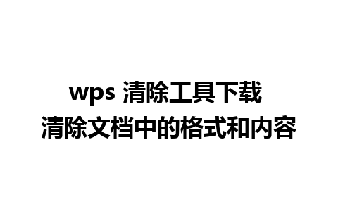 wps 清除工具下载 清除文档中的格式和内容