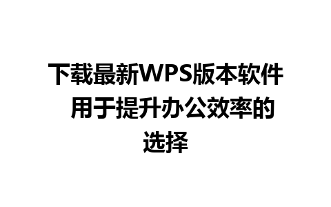 下载最新WPS版本软件  用于提升办公效率的选择