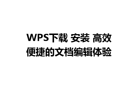 WPS下载 安装 高效便捷的文档编辑体验