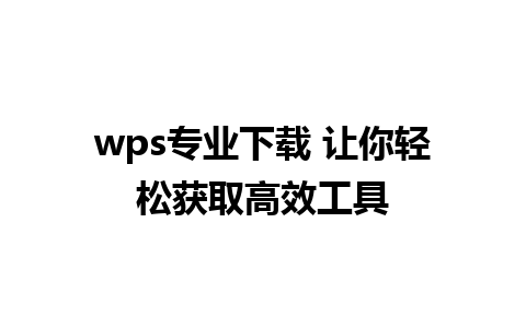 wps专业下载 让你轻松获取高效工具