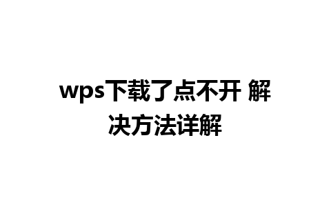 wps下载了点不开 解决方法详解