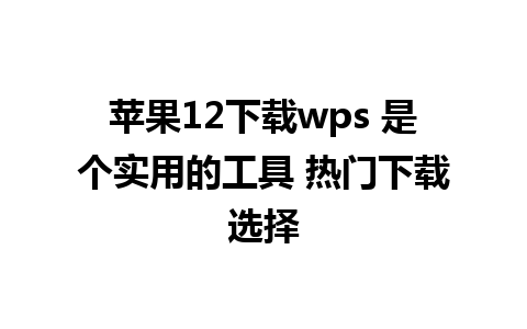 苹果12下载wps 是个实用的工具 热门下载选择