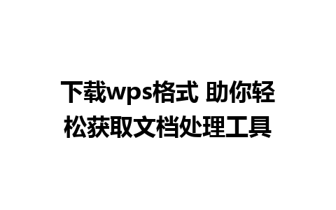 下载wps格式 助你轻松获取文档处理工具