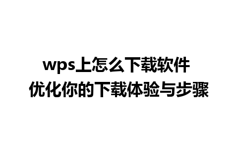 wps上怎么下载软件 优化你的下载体验与步骤