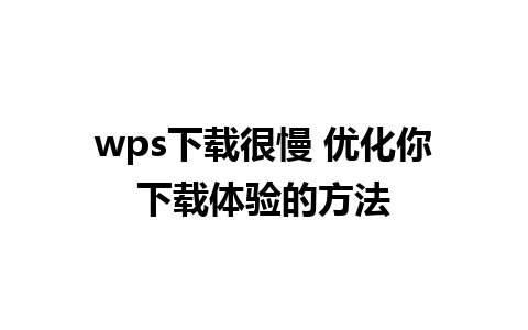 wps下载很慢 优化你下载体验的方法