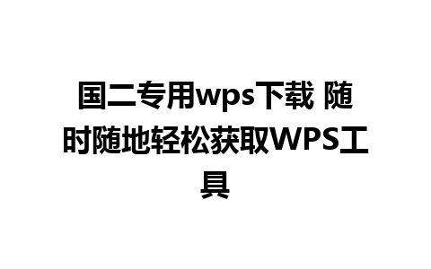 国二专用wps下载 随时随地轻松获取WPS工具