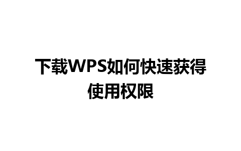 下载WPS如何快速获得使用权限