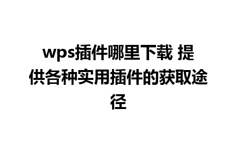 wps插件哪里下载 提供各种实用插件的获取途径