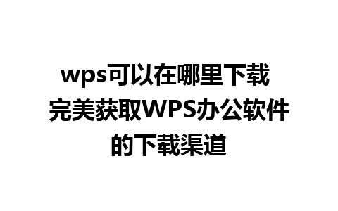 wps可以在哪里下载 完美获取WPS办公软件的下载渠道