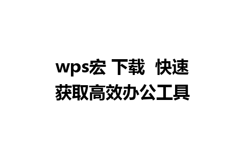 wps宏 下载  快速获取高效办公工具