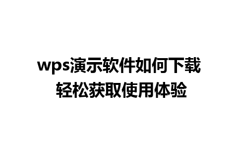 wps演示软件如何下载 轻松获取使用体验