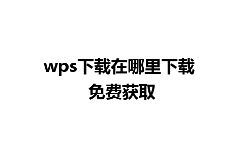 wps下载在哪里下载 免费获取