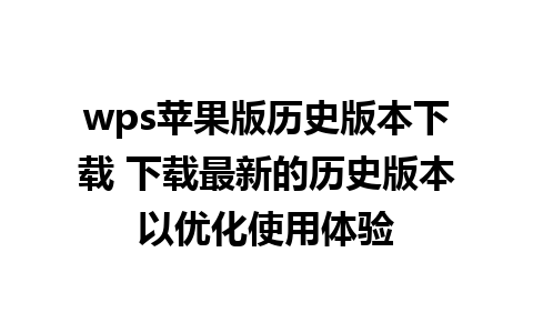 wps苹果版历史版本下载 下载最新的历史版本以优化使用体验