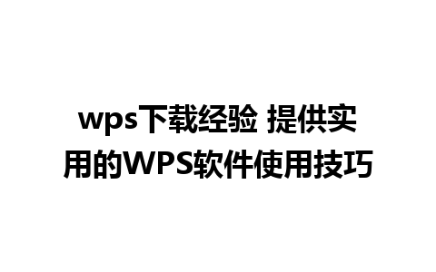 wps下载经验 提供实用的WPS软件使用技巧