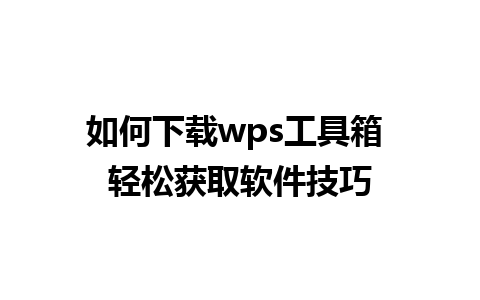 如何下载wps工具箱 轻松获取软件技巧