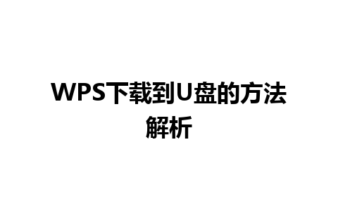 WPS下载到U盘的方法解析