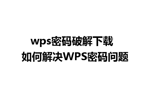 wps密码破解下载  如何解决WPS密码问题