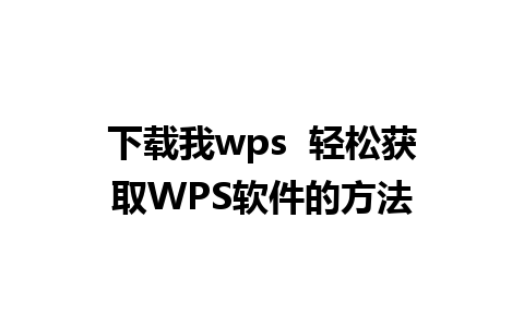 下载我wps  轻松获取WPS软件的方法