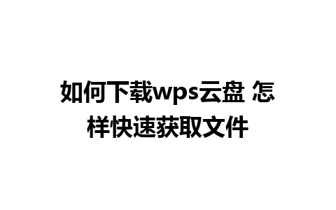 如何下载wps云盘 怎样快速获取文件