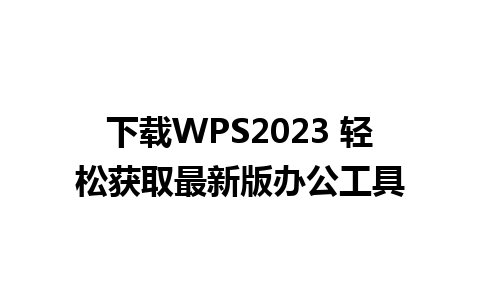 下载WPS2023 轻松获取最新版办公工具