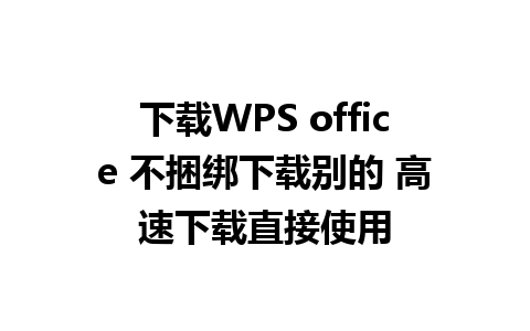 下载WPS office 不捆绑下载别的 高速下载直接使用