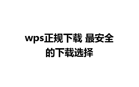 wps正规下载 最安全的下载选择