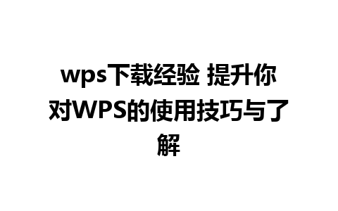 wps下载经验 提升你对WPS的使用技巧与了解