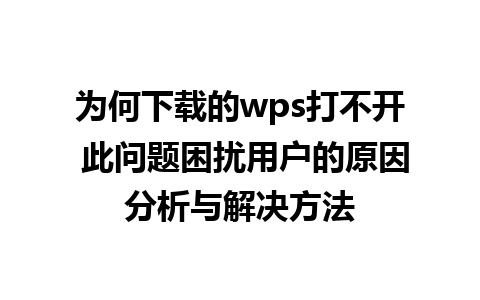 为何下载的wps打不开 此问题困扰用户的原因分析与解决方法