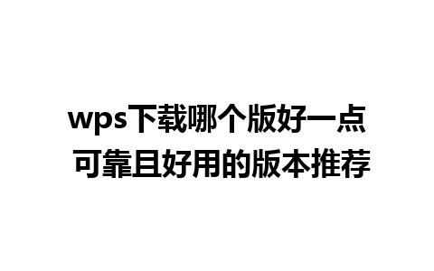 wps下载哪个版好一点 可靠且好用的版本推荐