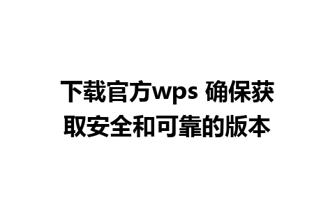 下载官方wps 确保获取安全和可靠的版本